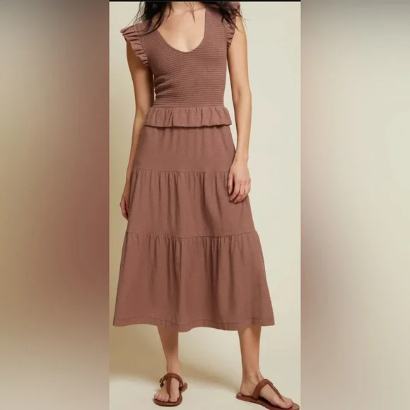 Nation LTD - Fabienne Fused Ruffle Dress in Mojave Sz:Small - Picture 3 of 14